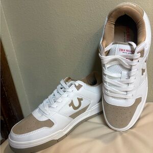 True Religion Men's White and Brown Sneakers